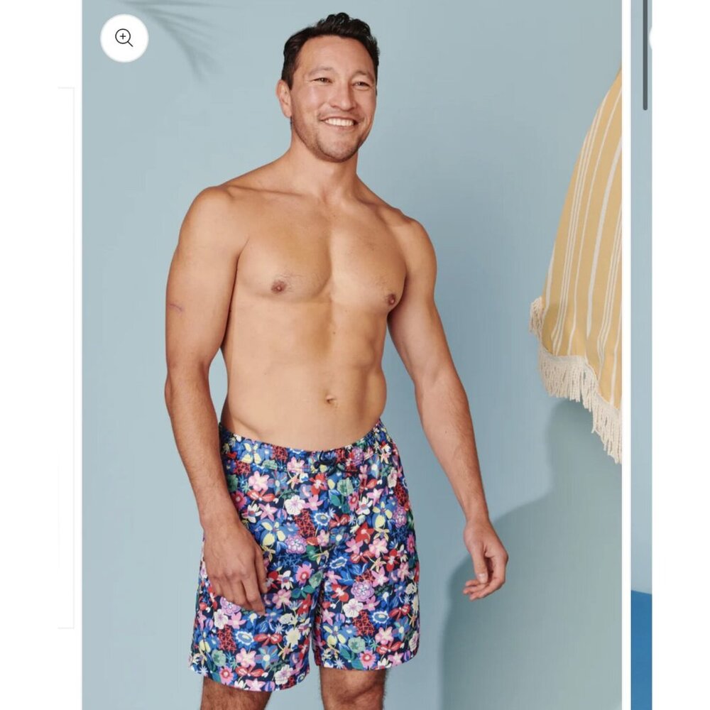 NWT Tea Collection Men's Swim Trunks Caribbean Wildflower Print Size XL